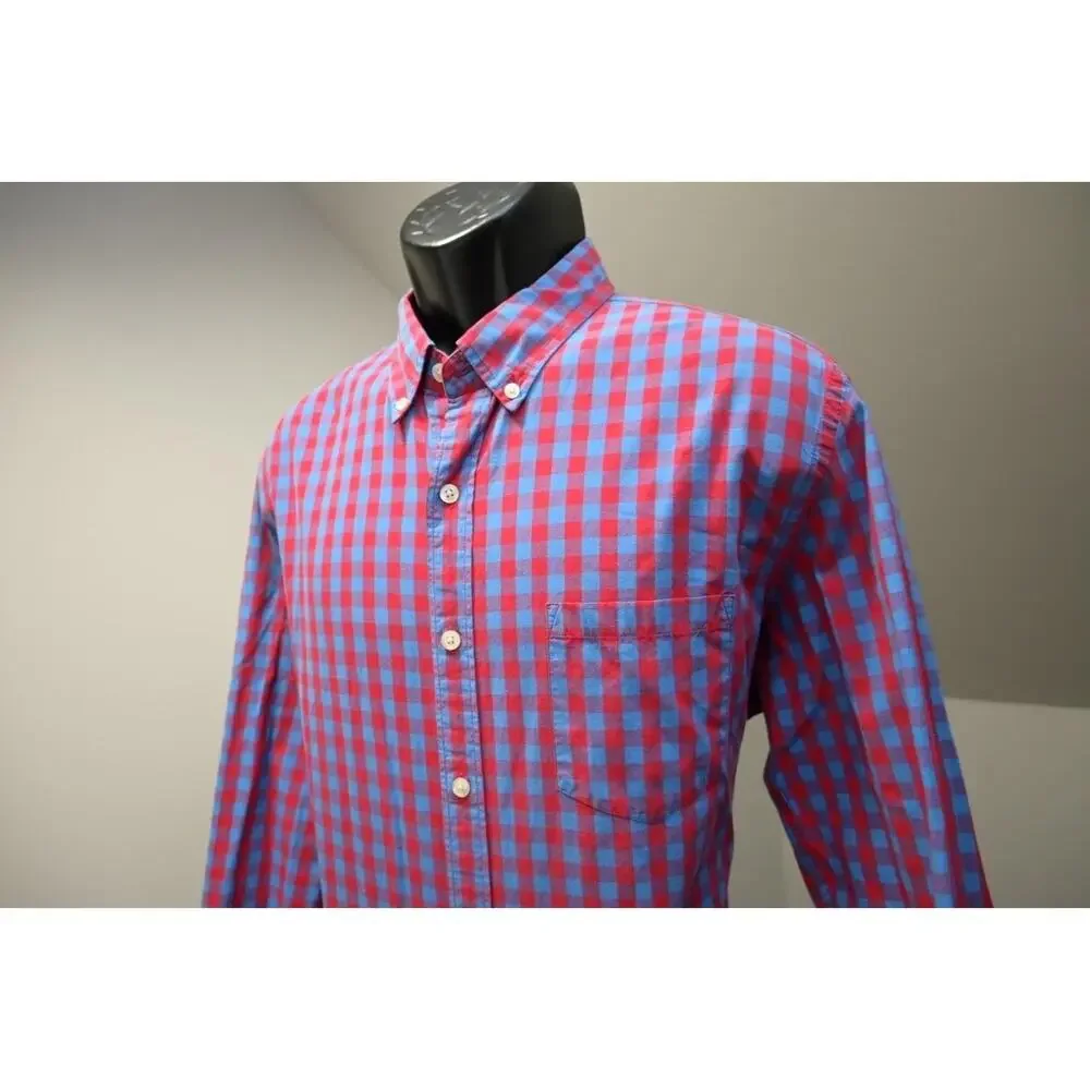 J Crew Casual Plaid Dress Shirt Button Up Front Pocket Long Sleeve Mens Sz Large